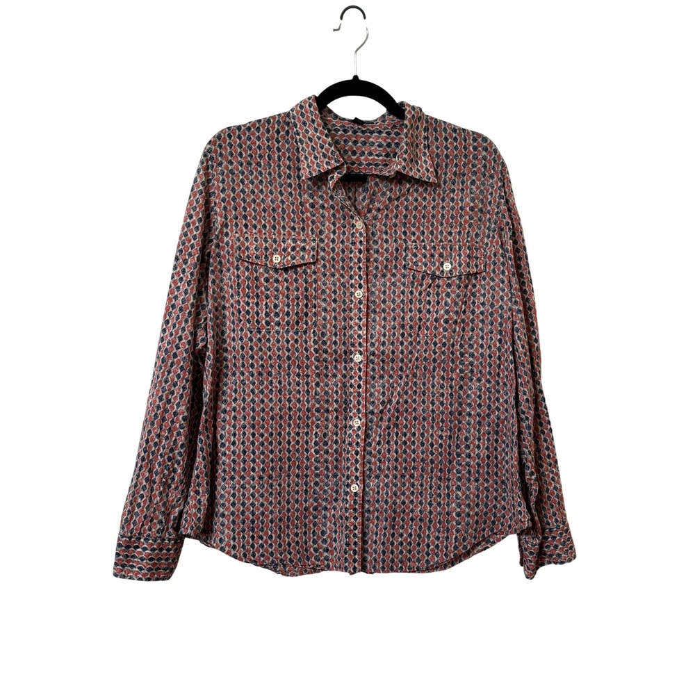 Lauren Jeans Co Ralph Lauren Red Blue Geometric Diamond Button Down Shirt XL